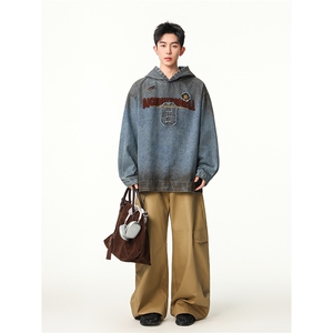 水洗牛仔外套男款春美式痞帅上衣服宽松休闲工装夹克JK1327-P80图片