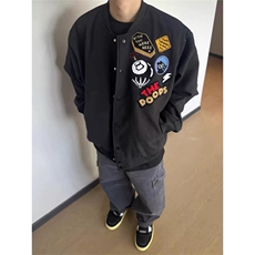 网图有货美式徽章字母刺绣加棉棒球服外套男女夹棉夹克A1025-P78，男装夹克，星座1505