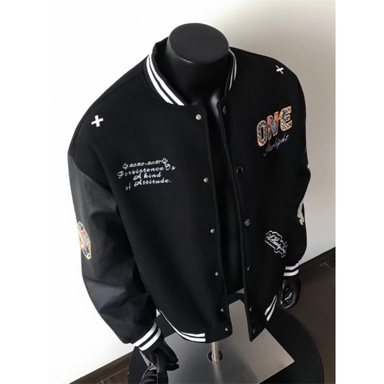 W11105-P73网图现货春季新款潮牌美式撞色棒球服外套夹克设计感,男装夹克,星座1608