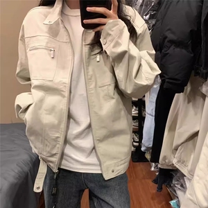 W10288-P65 网图现货 美式立领外套复古潮牌短款工装夹克棒球服图片