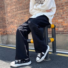 美式vibe高街裤子ins潮破洞牛仔裤男夏季宽松直筒阔腿裤CT056-P42，男装牛仔裤，星座1008
