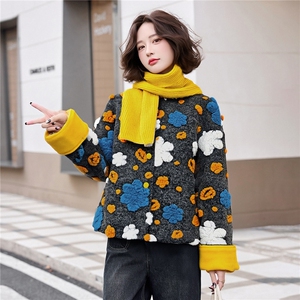羽绒服女2025冬季新款圆领长袖短款保暖羊毛外套图片