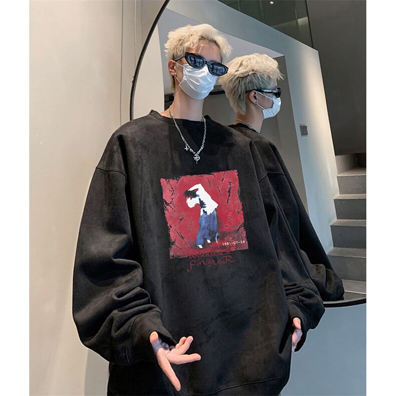 抖音得物供货提供视频秋冬重磅美式麂皮绒圆领卫衣JY333,男装卫衣,电商A486