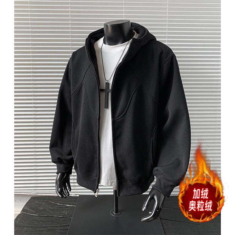 500克重磅拉链连帽卫衣硬挺加绒奥粒绒套头外套男 RH5325JR-P68图片