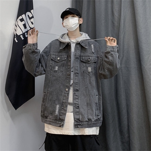 牛仔夹克男秋季高街hiphop港风宽松外套复古潮牌上衣JK556-P78图片