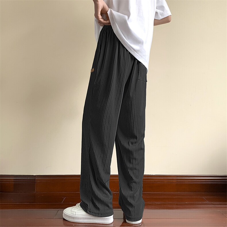 现货-冰丝休闲裤子男直筒裤阔腿宽松时尚潮牌长裤AK23073-P50,男装休闲裤,电商A351