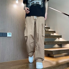 夏季薄款宽松工装裤子新款百搭美式潮牌大口袋休闲长裤，男装工装外套，星座410-7