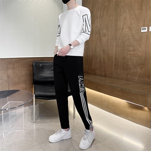 秋冬新款时尚套装运动圆领潮牌弹力卫衣卫裤大码宽松套装外套外贸图片