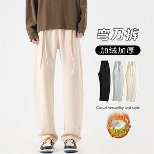 薄款改加绒特批P35无差价冬款保暖宽松潮弯刀拖地裤男K1981J加绒图片
