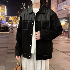 撞色拼接工装夹克港风秋冬季牛仔外套男宽松痞帅上衣JK677，男装夹克，星座1116A-1（原606A）