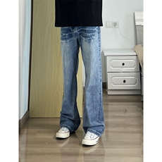 【高质量档口大货特P43】牛仔裤男女款裂纹高街裤XZ610A-KB015，男装牛仔裤，星座610A