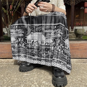 新中式风汉服马面半身裙男女款夏季潮牌宽松长裙KZ470-P48图片