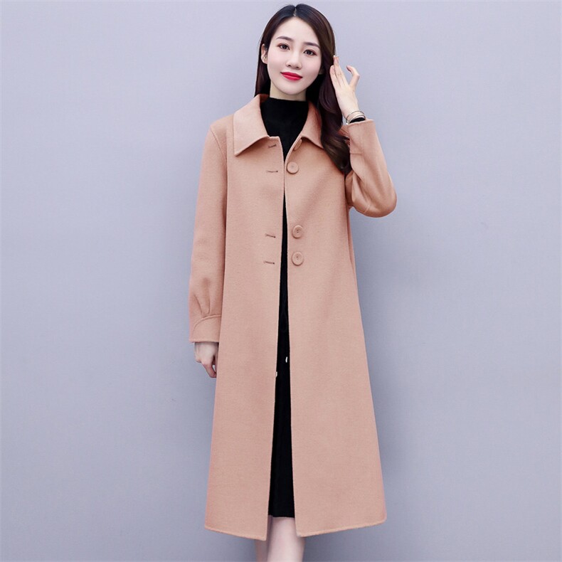 新款时尚气质羊毛嵌银丝新面料双面呢羊绒大衣外套,女装双面呢大衣,媚琳依坊