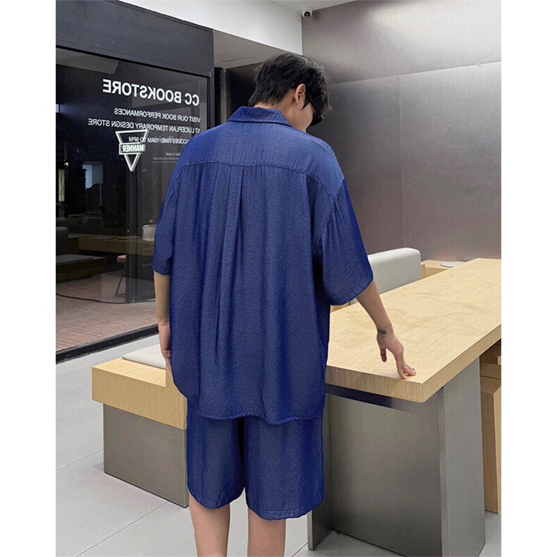 夏季青春冰丝两件套装男士衬衫搭配套装潮男夏潮流时尚套装P65,男装衬衫,电商B319