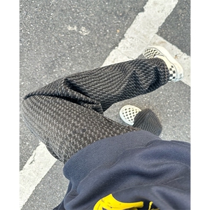 满印星空纹牛仔裤男款潮牌cleanfit裤子美式微喇弯刀裤AMK81 P45图片