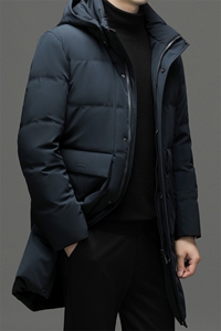 2023年新款冬季加厚保暖可脱卸帽外套中年男装休闲中长款羽绒服图片