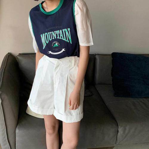 撞色拼接雪纺小衫，女装，i-D Sisters