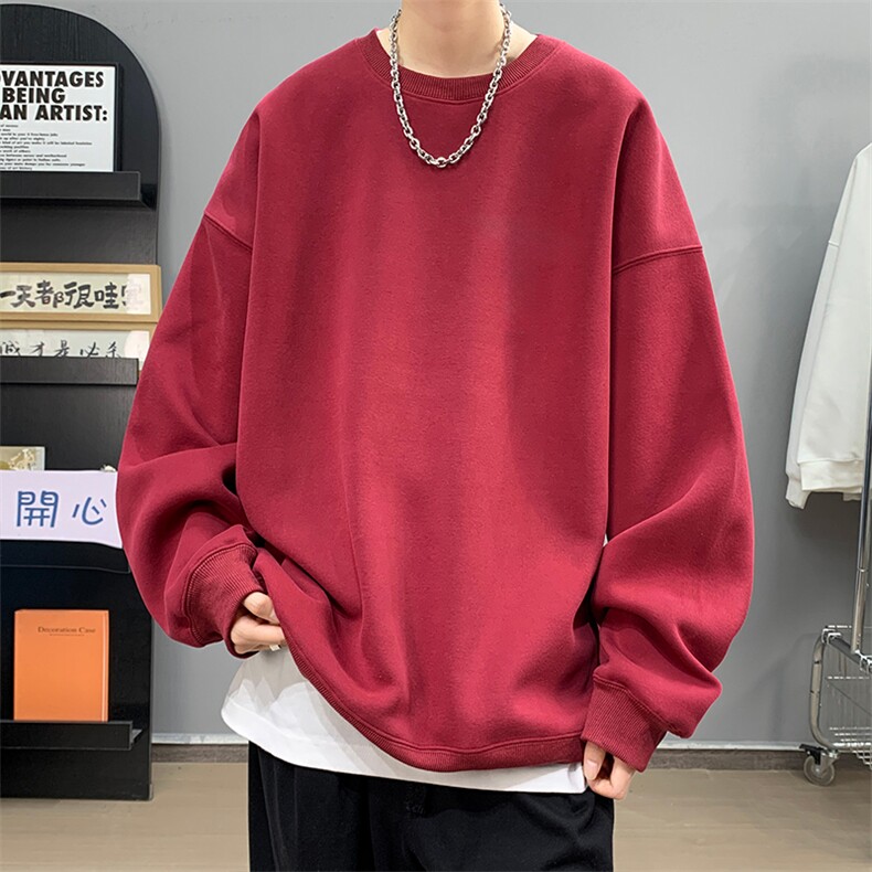 美拉德义乌棕色卫衣男230g精梳纯棉重磅内搭打底衫秋上衣长袖t恤,男装卫衣,星座1005-6