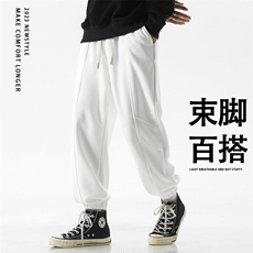 美式休闲华棉直筒休闲裤男秋季黑色螺纹束脚卫裤-X1650特批42，男装休闲裤，星座718