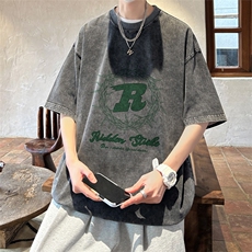！2024夏季新款男士水洗短袖T恤潮牌半袖情侣XT130P35，男装T恤，电商B220