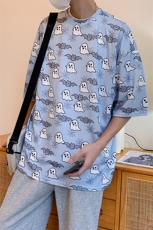 夏季新款印花短袖T恤男宽松镂空嘻哈潮流半袖，男装T恤，电商A161-2