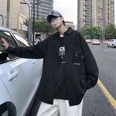 长袖衬衫男港风立体口袋衬衫外套K8903P32，男装衬衫，星座1116-2