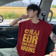 可48小时发货支持抖音得物来样二开240克重磅美式纯棉背心无袖t恤，男装T恤，电商A486