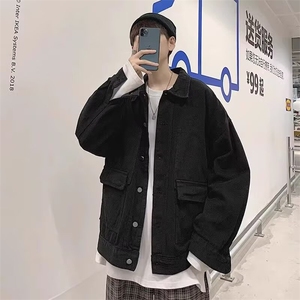 2024春秋款工装牛仔外套男宽松潮流情侣休闲百搭上衣夹克C57/55图片