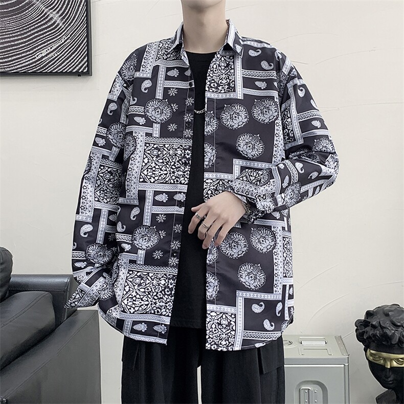 长袖衬衫男港风日系衬衫C9635P27图片