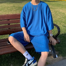 五分裤潮流五分袖夏季日系原宿文艺新款休闲套装男气质时尚百搭，男装休闲套装，星座716-3