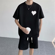套装男短袖韩版潮流爱心变色个性2023夏季ins宽松五分裤W4865-P45，男装休闲套装，星座412-3