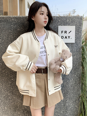 春季潮流棒球服外套女校园风简约休闲小众韩系超好看小个子上衣女，女装短外套，慧峰