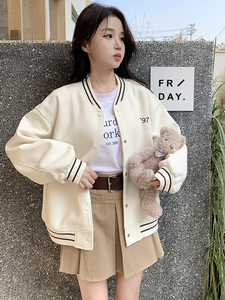春季潮流棒球服外套女校园风简约休闲小众韩系超好看小个子上衣女图片