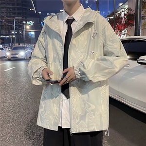 港风灯芯绒外套男生春秋季休闲百搭高级设计感潮牌宽松夹克上衣服图片