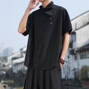 新款延续款山本耀司复古不规则套头夏季衬衫五分袖CS29-P60图片