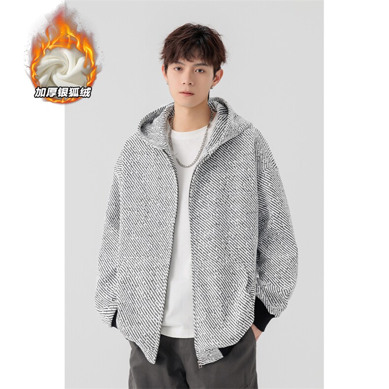 冬季460g重磅银丝雪尼尔舒适银狐绒卫衣外套W5034J加绒特P68控118，女装短外套，电商A001