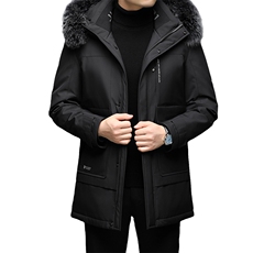 中老年羽绒服男装中年人男士中长款休闲外套爸爸装QLMF8253-P360，男装羽绒服，电商B212（原钱塘6029）