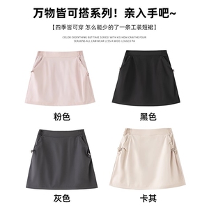 灰色工装短裙女2025夏季新款防走光a字半身裙小个子运动裙裤薄款图片