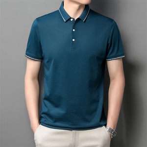 中青年夏季2022薄款男士短袖POLO衫透气丝光商务潮流半袖上衣P48图片