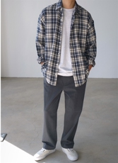 衬衫男格子长袖韩版潮流宽松方格衬衣帅气外套寸衫XZ710-801P50，男装衬衫，星座710