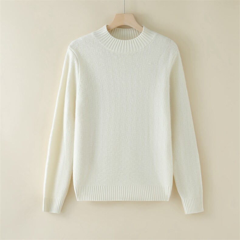 2024秋装新款半高领提花宽松舒适35%羊绒衫，女装羊绒衫，旭友羊绒