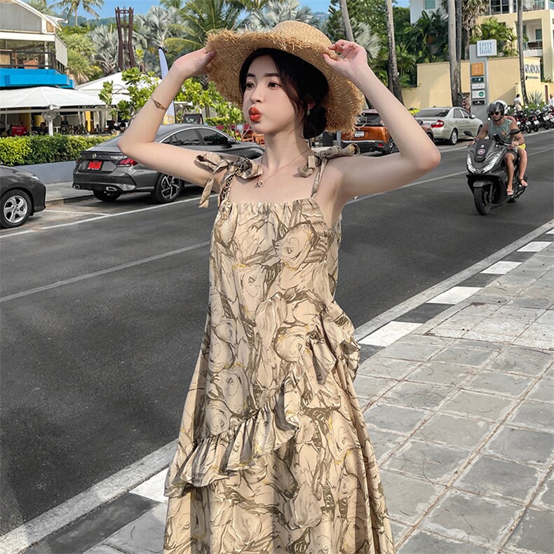 法式温柔风吊带连衣裙P100K158,女装连衣裙,2C333