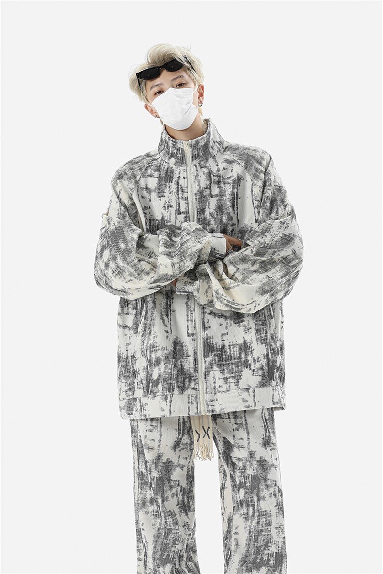 8XL-M超大码加绒加厚保暖扎染休闲套装98控118,男装休闲套装,电商D206-1