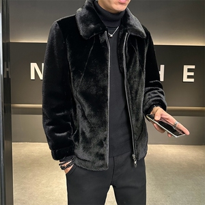 冬季男士时尚加厚仿皮草保暖爸爸装商务夹克外套ZX8963-P230图片