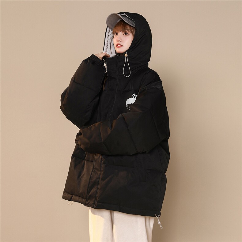 中性风22冬季新品趣味小女孩印花加厚连帽棉衣MY158P115控158,男装棉衣,A247A