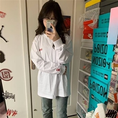 1074#束口长袖-纯棉-火焰刺绣，男装T恤，星座506A