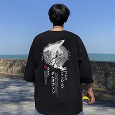 男士in复古原宿风情侣短袖t恤潮流五分半袖上衣打底衫DT，男装T恤，电商A102