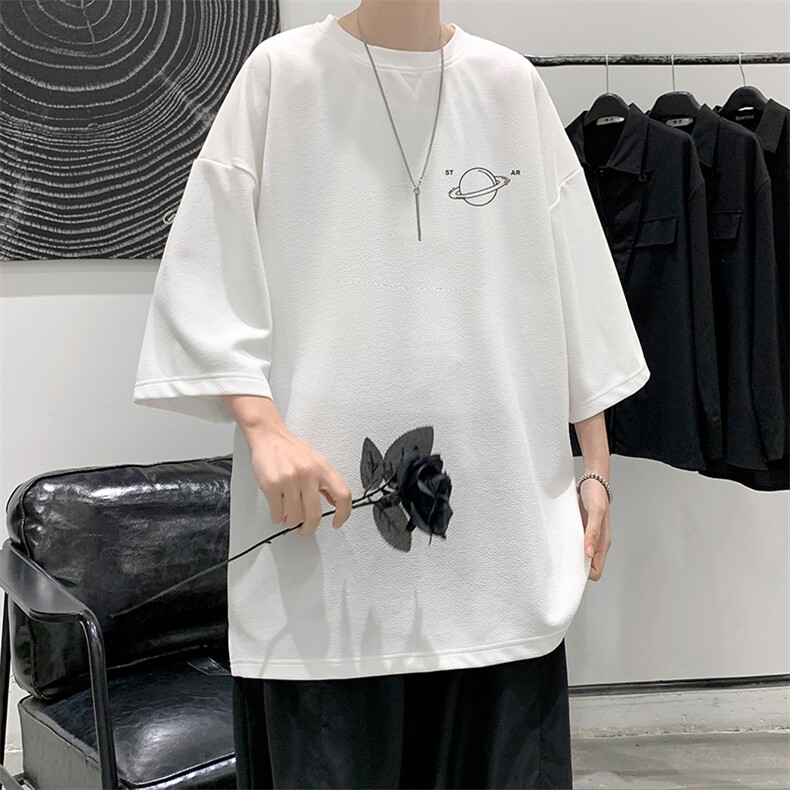 Q11238-P30春夏季七分袖t恤男大码五分袖男短袖中袖大皂风,男装T恤,电商A040