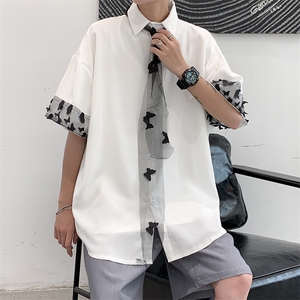 2021蝴蝶衬衫男夏季宽松很仙的短袖衬衣潮流韩版上衣 W927-P30图片