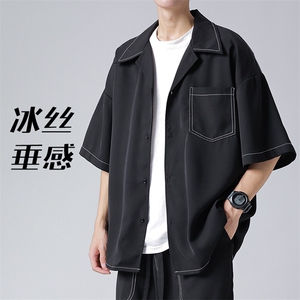 特批P30无差价夏新款多口袋大码冰丝短袖衬衫CD882套装货号TZ092图片